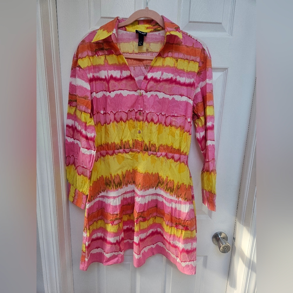 Scoop tie dye structured A-line dress